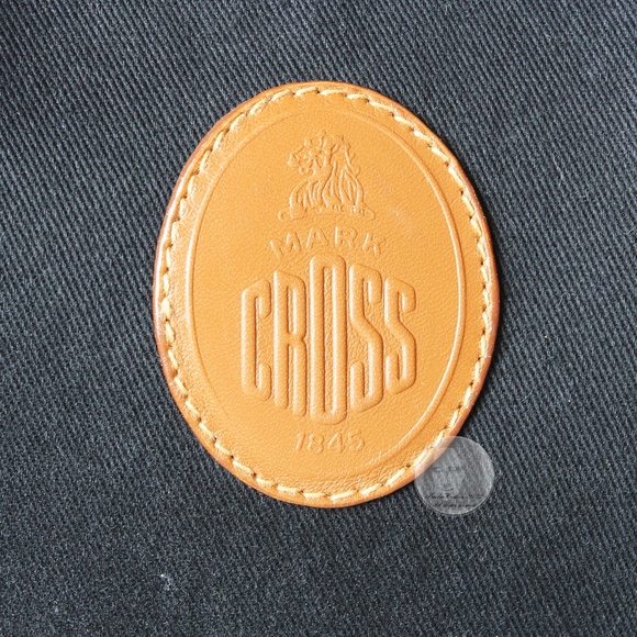 Mark Cross Satchel Handbag Black Twill Canvas & Saddle Leather Trim Vintage - Picture 12 of 13